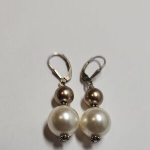 Sterling Silver Faux Pearl Drop Earrings